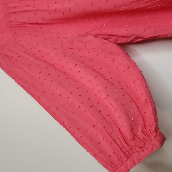 Free People Dark Dusty‎ Pink, Textured Button Up Swiss Dot Blouse Women Size m - Picture 3 of 6